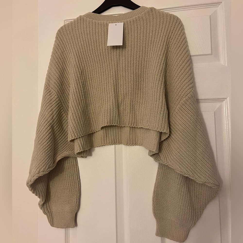 Cropped Cream Knot Sweater